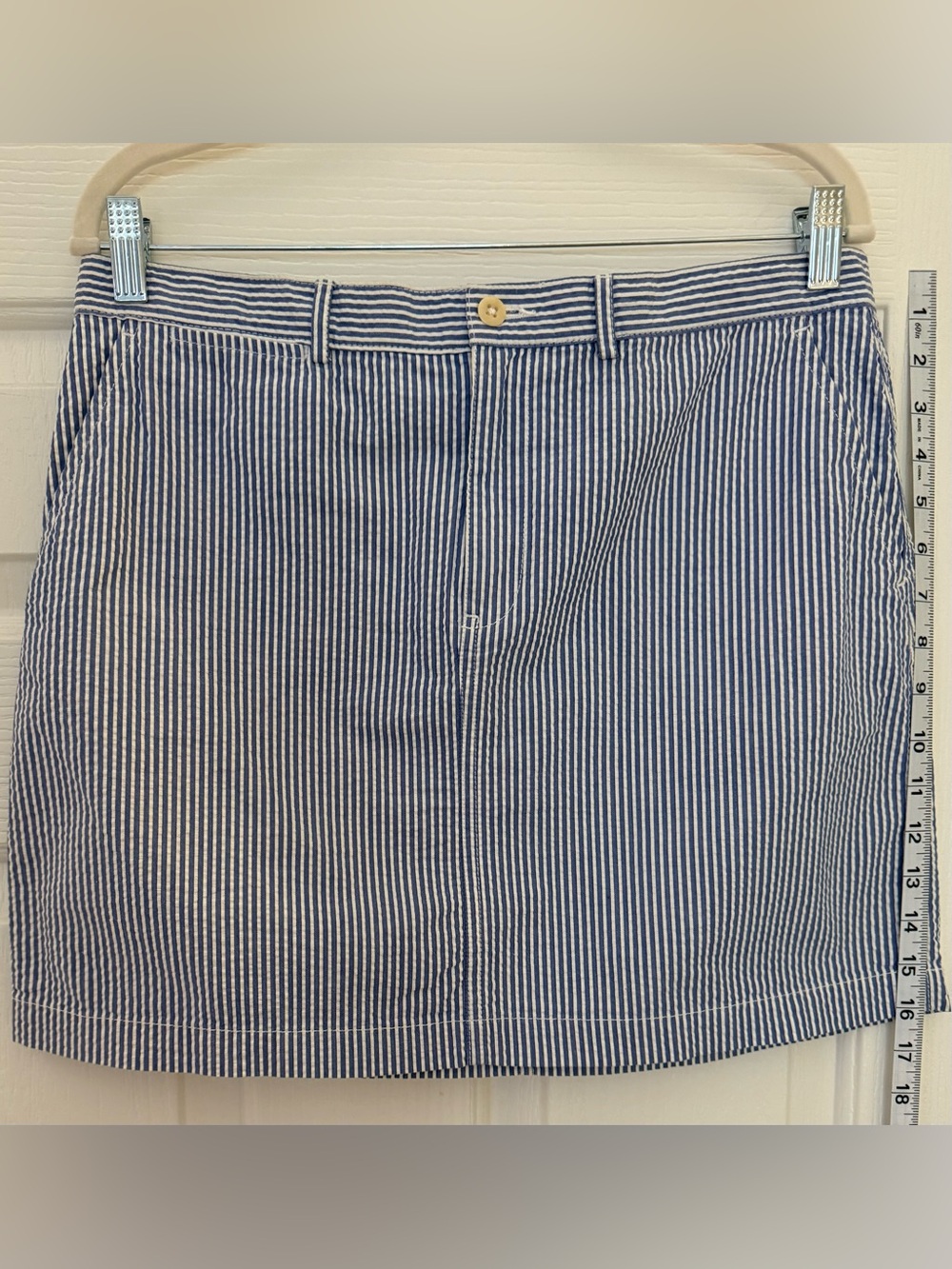 Ralph Lauren Sport Striped Seersucker Cotton Skirt - Blue & White